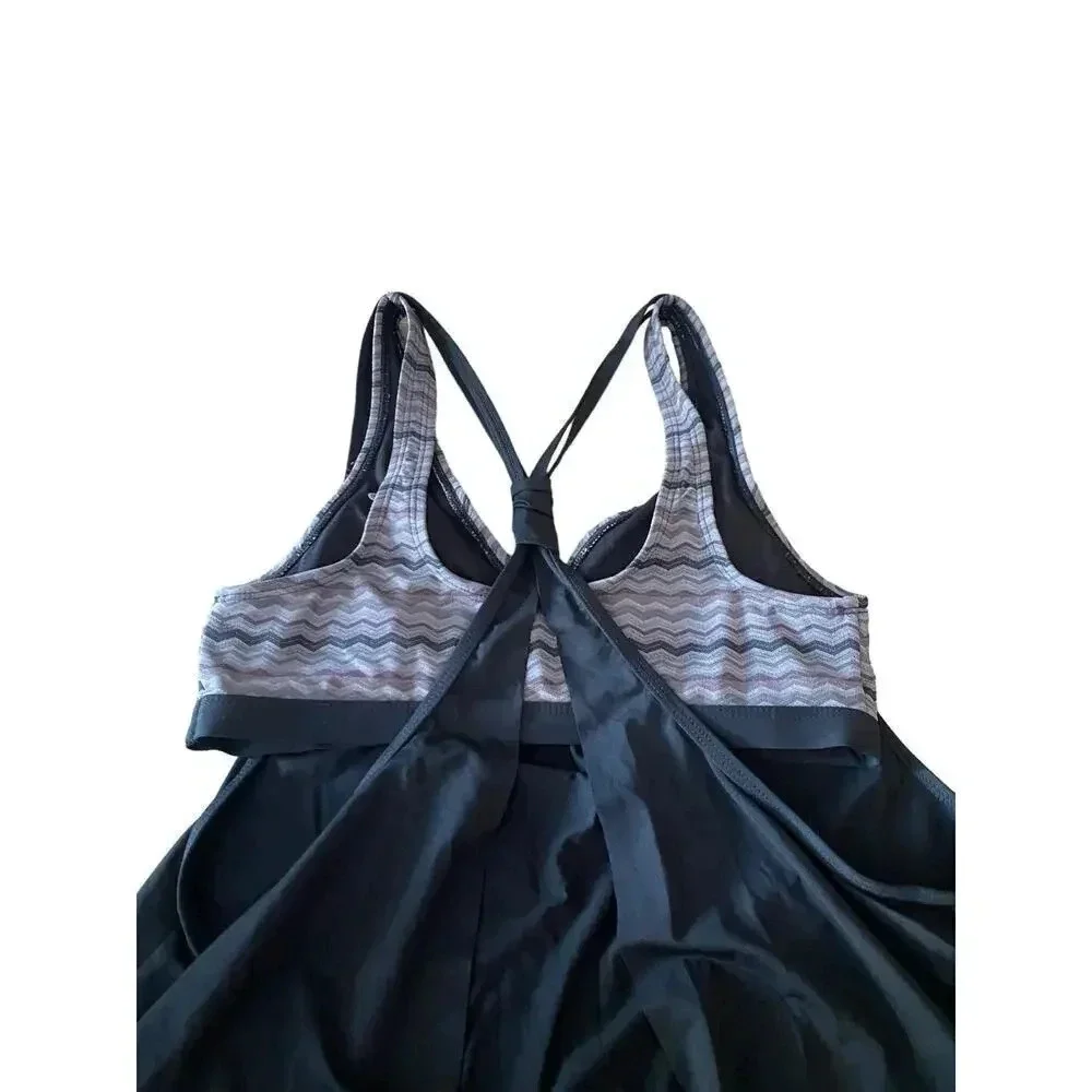Athleta Women's Black High Neck Tie Back Sleeveless Tankini Top Size Small
